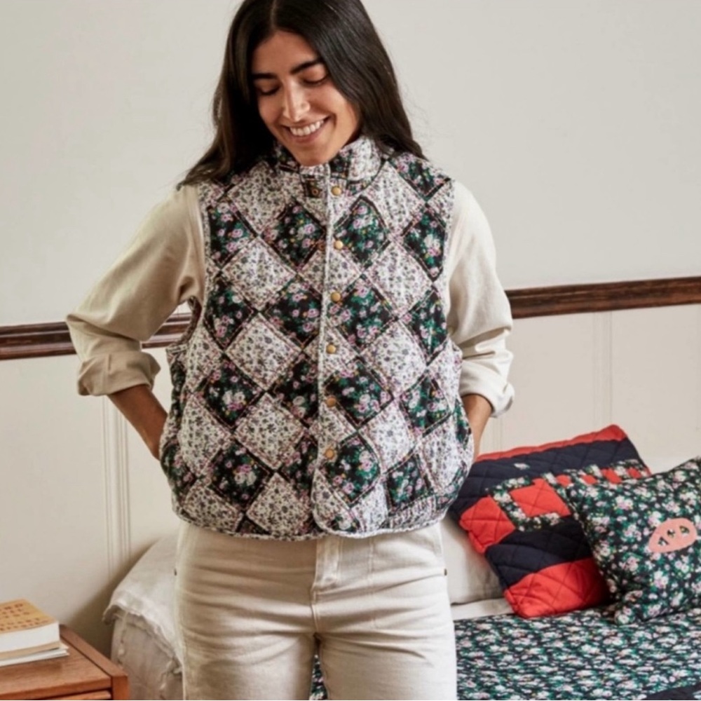 CLARE V Timothe quilted floral vest M/L (NWT)